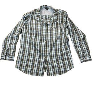 Eddie Bauer Womens Fishing Shirt 2XL Green Plaid Long Sleeve Button-Up Outdoors